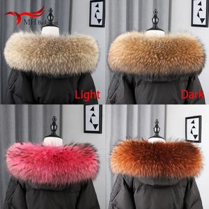 Shawls 100% Real Natural Raccoon Fur Scarf Women Winter Fashion Luxury Warm High Quality Fur Collar For Coat Strip Hooded Large Muffler 231204