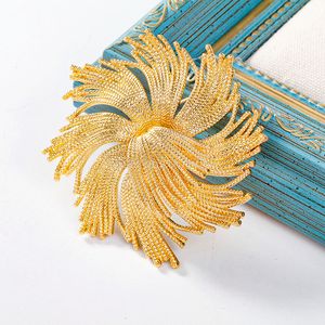 Women Vintage Jewelry Double-layer Design Fireworks Plated Gold Color Brooches Light Luxury Brooch Pin