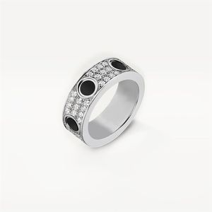 Anelli d'amore in ceramica nera di alta edizione Fede nuziale Donna Uomo Vite Marcatura 3 file Pavé di diamanti Acciaio al titanio 316L Designer Gioiello2752