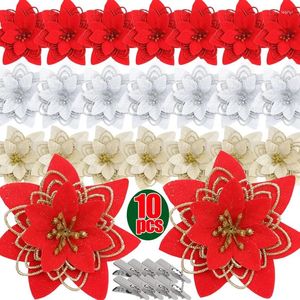 Dekorative Blumen Weihnachten Glitter Künstliche Samt Gefälschte Blume Weihnachtsbaum Hängende Ornamente Weihnachtsstern Jahr Geschenk Wohnkultur