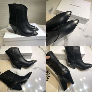 Isabel Lamsy Genuine Black Classic Real Ankle Boots Metal Toe Western Style Yj1f