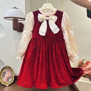 Flickans klänningar Autumn Spring Kids Velet For Girls Clothes Teenagers Children School Preppy Costumes Baby Cotton Vestidos 8 10 12 år 231204