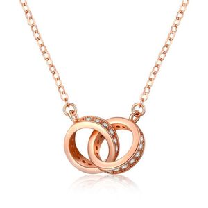 Collane con ciondolo Collana speciale rotonda ad incastro Squisita buona fortuna Doppi cerchi Diamanti Anello da donna Gioielli RegaliCiondolo P265g