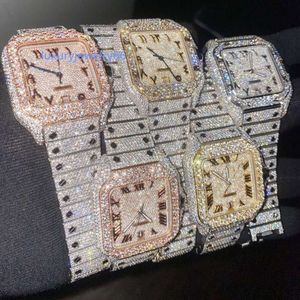 moissanite watch Hip Hop Bussdown 41mm Mens Iced Out Watch Honeycomb إعداد VVS Moissanite Watch