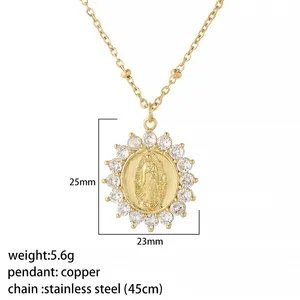 Pendant Necklaces Greek Portrait Coin Necklace For Women Collar Stainless Steel Chain Angel Gold Color Choker Fashion Jewelry Bulk Wholesale