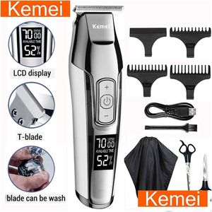 Hair Trimmer Kemei Profession Clipper Beard For Men Electric Mens Shaver Lcd 0Mm Cutting Hine Chargeable Razor 29 Drop Delivery Produc Dhpmc