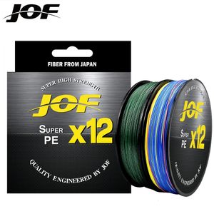 Braid Line JOF X9 X12 500M 300M Braided Fishing 9 12 Strands MultiColor Multifilament Saltwater PE 20 24 35 40 50 65 80LB 231204