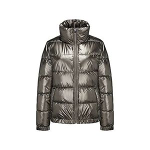 Womens Casual Quilted Shiny Padded Puffer Jacket Winter Warm Zip Short Bubble Coat 587