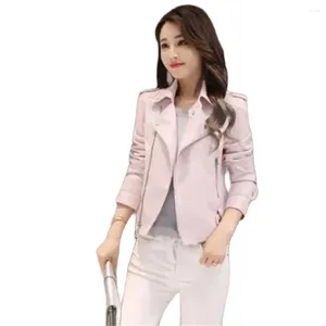 Giacca da donna in pelle a maniche lunghe con cerniera Giacche in PU Capispalla sottile stile fidanzato Cappotto da motore Moda Autunno Inverno