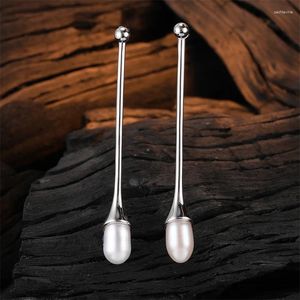 Dangle Earrings 925 Sterling Silver Freshwater Pearl Long Drop for Womans