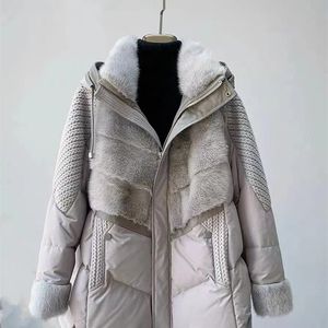 Kamizelki kobiet Annsirgra 2023 Zimowe kobiety płaszcza prawdziwa norek futra kołnierz gęsi kurtka ciepła luksusowa moda streetwear 231202