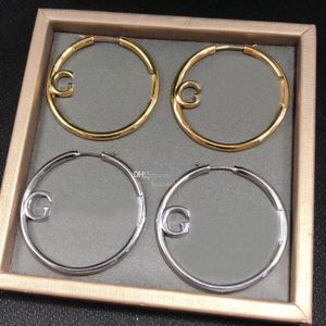 Vintage Designer Letter Ear Hoops Charm Golden Silver Earrings Ladies Stora Big Studs Women Earndrops With Box2626