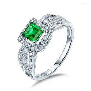 Küme Yüzükleri Lanmi Özel Kolombiya Emerald Ring 14K Beyaz Altın Doğal Elmas Takı Erkekler ve Kadınlar Partisi Toptan Satış