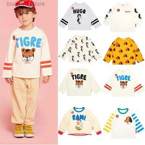 Clothing Sets Bebe Korean Baby Long Sleeve Tee 2023 Autumn Penguin Puppy Printed Girl Boy T-shirts Children Top Clothes T231204