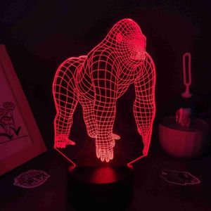 Luci notturne American Movie Titan Lampada 3D RGB Luci notturne a LED Colorate Regali di compleanno per gli amici Camera da letto Comodino Decorazioni per animali Gorilla animale YQ231204