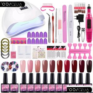 Nail Art Kits Set 36W UV LED Lâmpada Secador com 6/10/12 Cor Gel Polonês Verniz Manicure Ferramentas Kit Drop Delivery Health Beauty Salon Dh9Xi