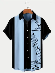 Camicie casual da uomo Note musicali Camicia da uomo con risvolto stampato in 3D Uomo/Donna Moda Maniche lunghe Bottone Streetwear Abbigliamento unisex oversize