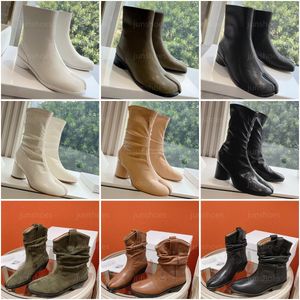 Sapatos de desenhista Tabi Botas Maison MM6 Homens Mulheres Split Toe Chelsea Botas Luxo Margiela Bezerro Couro Camurça Moda Joelho-Alto Strass Botas de Salto Ocidental Tamanho 35-45