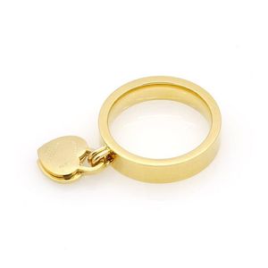 Liebesringschmuck 316L Titan vergoldet herzförmig Mode T-Buchstabe Doppelherz weiblich Versprechen Ringe für Männer Frau Geschenk Eng262f