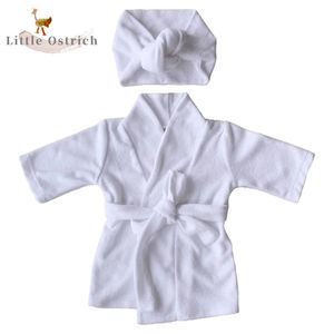 Handelsrockar födda Baby Boy Girl Robe Set 100% Cotton Towing Terry Infant Bathrobe Hooded Sleeprobe med Headwear Home Suit 9M-2Y 231204