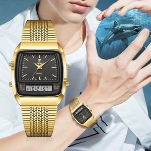 Designeruhr Uhren Uhr LIEBIG Fashion Herren-Armbanduhr mit massivem Stahlband, doppeltes Display, doppeltes Uhrwerk, elektronische Quarzuhr