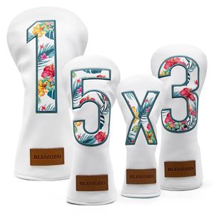 Andra golfprodukter headcovers Summer Fashion Head Cover High Qaulity Driver Wood Set White Premium Leather Fairway Hybrid WO 231204