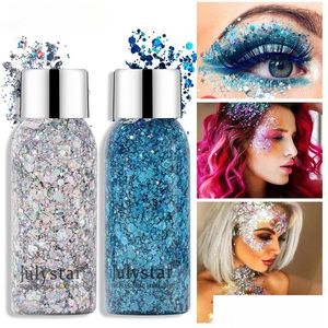 Eye Shadow Makeup Colorf Stage Flash Chip Glitter Liquid Eyeshadow Palette Face Body Sequins Gel Drop Delivery Health Beauty Eyes Dhi1G