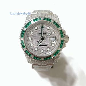 Relógios femininos masculinos personalizados diamante luxo moda bling dial moldura banda moissanite relógio