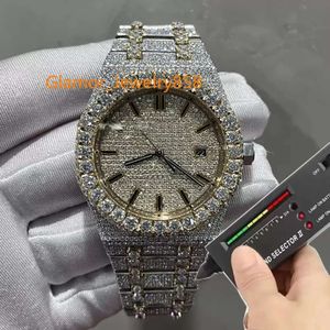 2022 새로운 버전 VVS Moissanite Mens Royal Automatic Gold Mixed Sier 2 톤 다이아몬드 패스 테스트 ETA 움직임 904L 스테인레스 스틸 아이스 아웃 방수 시계