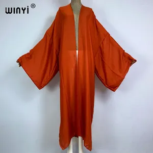 Damskie stroje kąpielowe Winyi monokolour bawełniany uczucie Kimono wygodne kobiety miękki swetra luźna sukienka boho maxi na plaży świąteczna okładka pływania