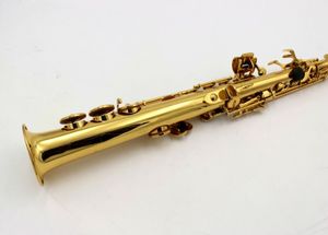 Eastern music gold lacquer straight Soprano Saxophone with two necks <<