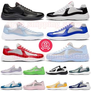 Atlético Luxo Americas Cup Sapatos Casuais Homens Mulheres Sneaker Preto Branco Azul Vermelho Malha Plataforma Americas Cup Sola Plana Couro Patente Confortável Trainer Dhgate 38-46