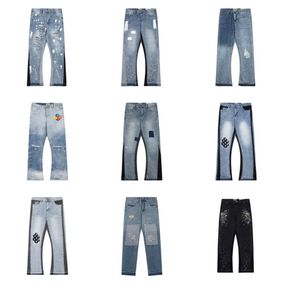 Jeans Mens Designer Speckled Carta Imprimir Denim Calças Slimming Jean Womens Decoração Casual Azul Bordado Reto Impressão Cargo Calças Sweatpants Gallay