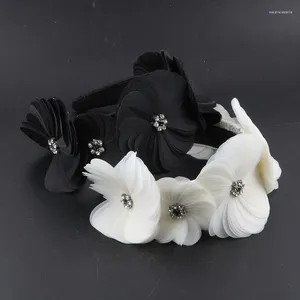 Hair Clips Black White Handmade Imported Organza Bridal Crown Accessories Fairy Headpiece Baroque Hairband 416