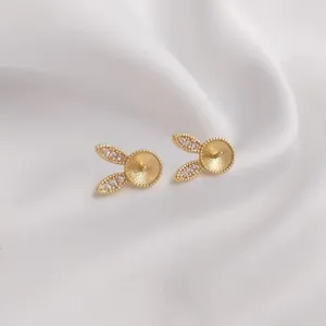 Stud Earrings 4PCS Ear Studs Can Be Decorated With Pearls Zircon Gold Plated Charms For Jewelry Making DIY Brass Accessories