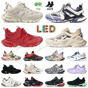 LED Designer Track 3 3.0 Casual Shoes Herr Mens Womens Paris Fashion Tracks Led Triple White Black Trainers Tess.S. Gomma Leather Trainer Nylon Printed Platform Sneakers Low