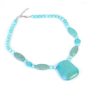 Pendant Necklaces Wholesale Price Assorted Shape Howlite Turquoise Stone Beads Necklace Bohemian Jewelry For Women Men