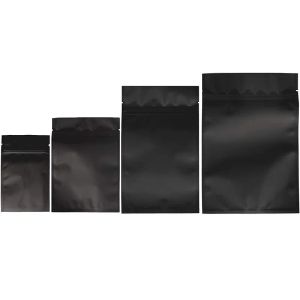 wholesale 500pcs Matte Black Flat Aluminum Foil Zip Lock Bag Resealable Zipper Sugar Salt Snack Nuts Tea Coffee Beans Nail Beauty Gifts LL