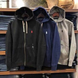 Herrtröjor dragkedja polo hoodie män tröja polo tracksuit set casual halv dragkedja hoodies affärspolo ralph jumper häst broderi herrar höst toppar polo 2ktg