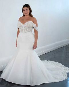 Abiti da sposa a sirena Boho taglie forti 2024 Abiti da sposa bohémien estivi con corsetto con applicazioni in pizzo senza maniche