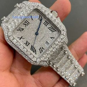 ساعة المثلجة مويسانيت الماس د اللون VVS الفولاذ المقاوم للصدأ VVS مخصص مويسانيت ساعة للرجال