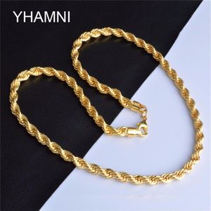 Yhamni Nytt modeguldhalsband med stämpelguldfärg 6 mm 20 tum lång ed -kedjehalsband guld fina smycken nx184306i