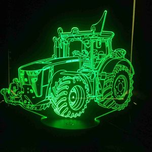 Night Lights Tractor Come Car with 7 Colors Light for Home Decoration Lamp Amazing Visualization Optical 3D LED Night Light Dynamic Dropship YQ231204