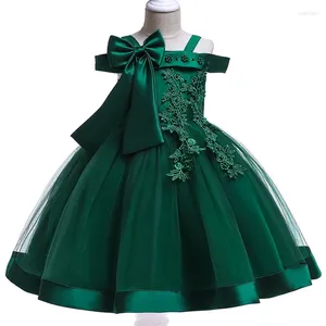 Vestidos da menina 3-10 anos crianças festa de natal para meninas apliques flor elegante vestido de casamento com arco crianças aniversário vestido de baile