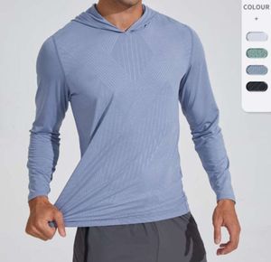 Lulus Men hoodie snabb torkning skjorta med lång ärm som kör träning t skjortor andningsbar komprimering ridning topp211