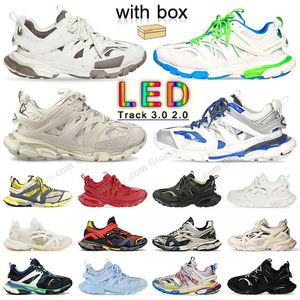 Balencigaly LED Track 3 med Box Designer Shoes Luxury Brand Men Women Tops Tracks 3.0 White Black Sneaker Balenciaha Tess.S. Gomma Leather Trainer Nylon Platform Tenis
