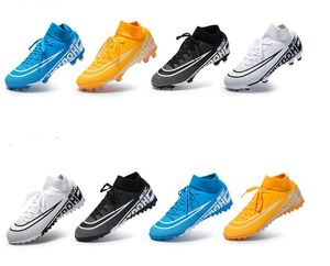 Homens crianças botas de futebol turf sapatos de futebol chuteiras treinamento alta superior tornozelo esporte tênis qualidade ag tf indoor novo tamanho 35-45