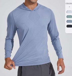 Lu Uomo Felpa con cappuccio Camicia ad asciugatura rapida con maniche lunghe T-shirt da allenamento per corsa Compressione traspirante Top da equitazione Nuovo stile moda tutto-fiammifero 223