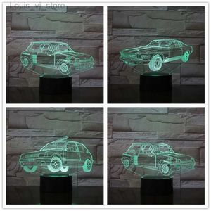 Luzes da noite Novo Cool 3D Car Theme Night Light LED USB Table Desk Lamp Home Decor Presente de Natal Crianças Brinquedos Presente de Aniversário Multicolor 2728 YQ231204