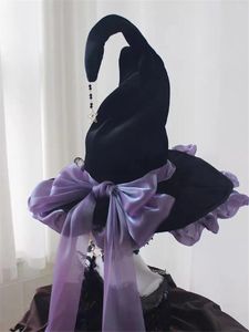 Articoli per feste Fatti a mano in pizzo Cappelli a punta da strega Fasciatura Arco Cappello da mago Accessori per costumi cosplay Lolita gotica per adulti Halloween